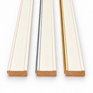 Passepartout in Legno Avorio con Filetto Oro e Argento 3,5 cm