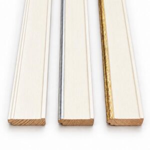 Passepartout in Legno Avorio con Filetto Oro e Argento 4,5cm