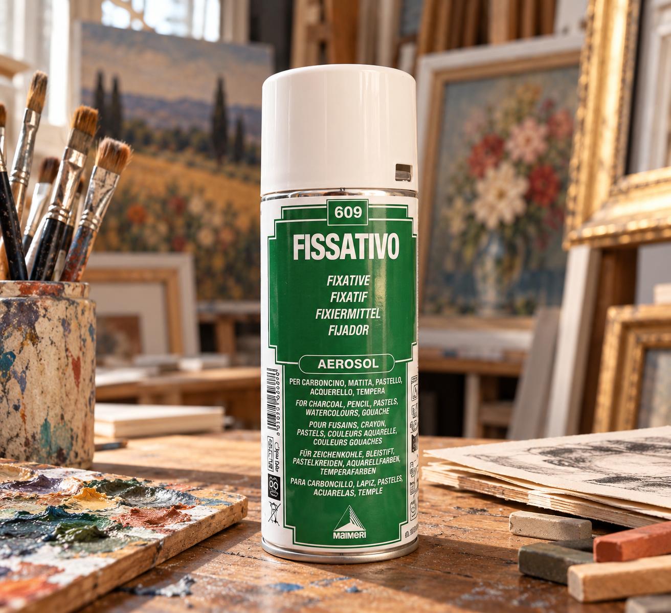 Fissativo Spray Maimeri 609 per Carboncino e Matita | Bomboletta 400ml