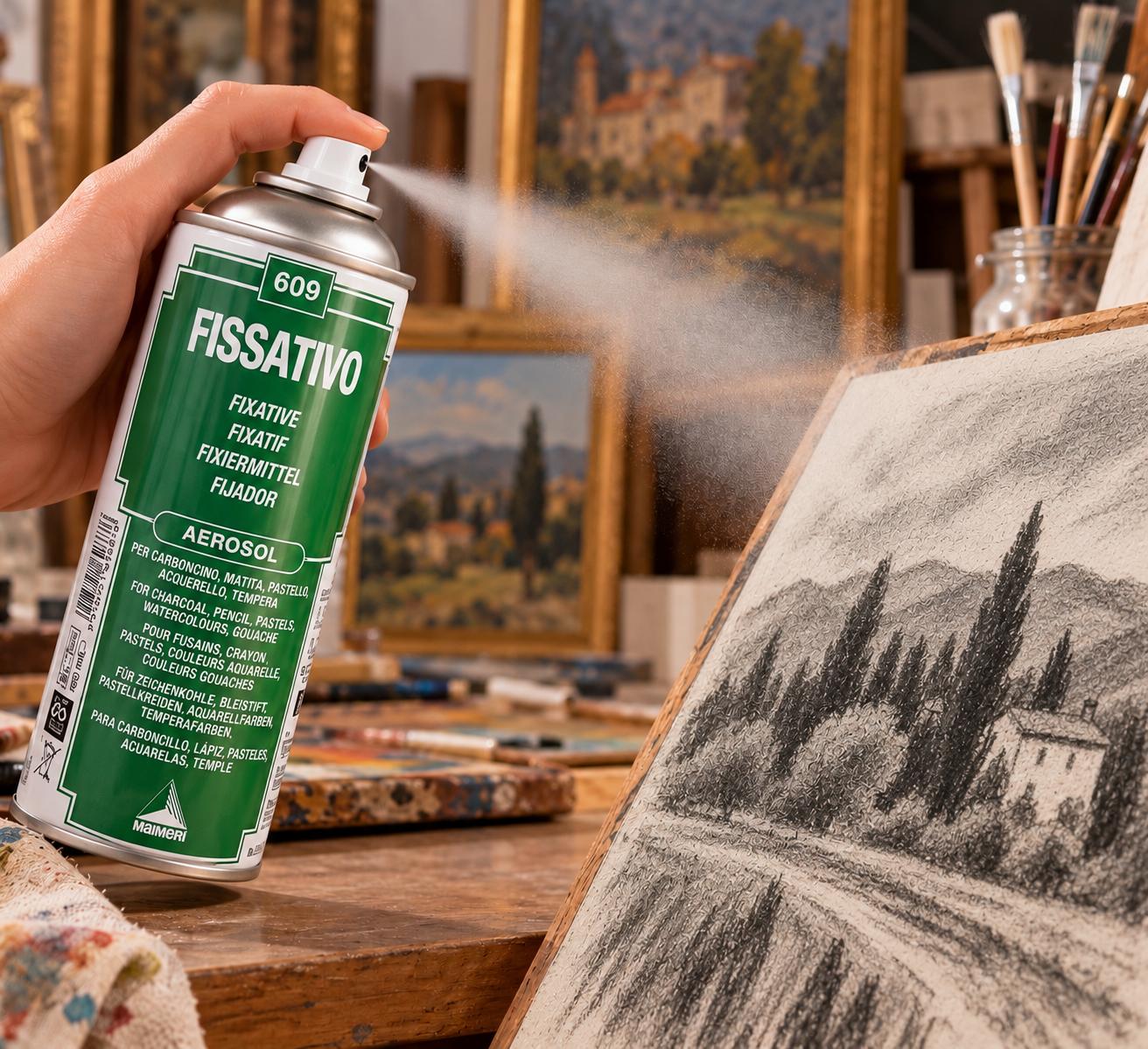 Fissativo Spray Maimeri 609 per Carboncino e Matita | Bomboletta 400ml - immagine 2